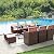Devoko 11 Pieces Patio Dining Sets Space Saving Outdoor Dining Table and Chairs Set Wicker Rattan Patio Table Set with Ottoman (Beige)