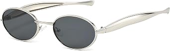 Retro Oval Sunglasses Womens, Small Frame 90s Vintage Sunglasses Shades UV400 Sculptural Sardine Shape Temples