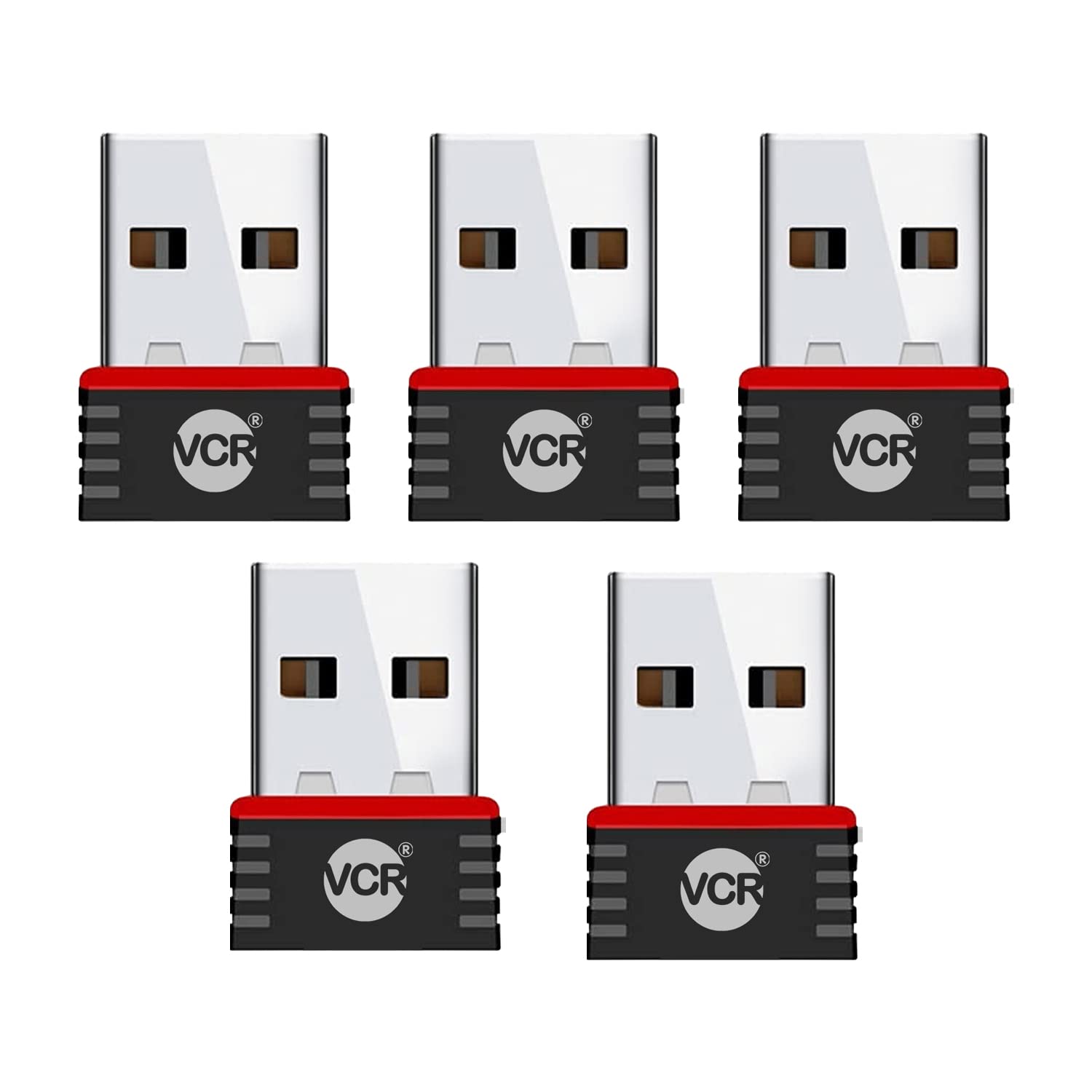 VCR WiFi Receiver Adapter for PC 5 Units of 950 Mbps Wireless Network Adapter WiFi Receiver for Desktop/Laptop, Small Size WiFi Dongle for Windows/Mac OS/Linux Kernel | WPA/WPA2 Encryption Black