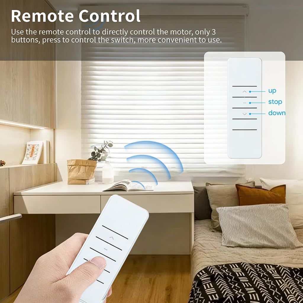 Smart Roller Shades Motor, Tuya WiFi Motorized Blinds Motor, DC24V Electric Tubular Motor Compatible with Alexa & Google Home, Silent Brushless Copper Core (6.0 N.m for Φ50mm (2") Groove Tube)