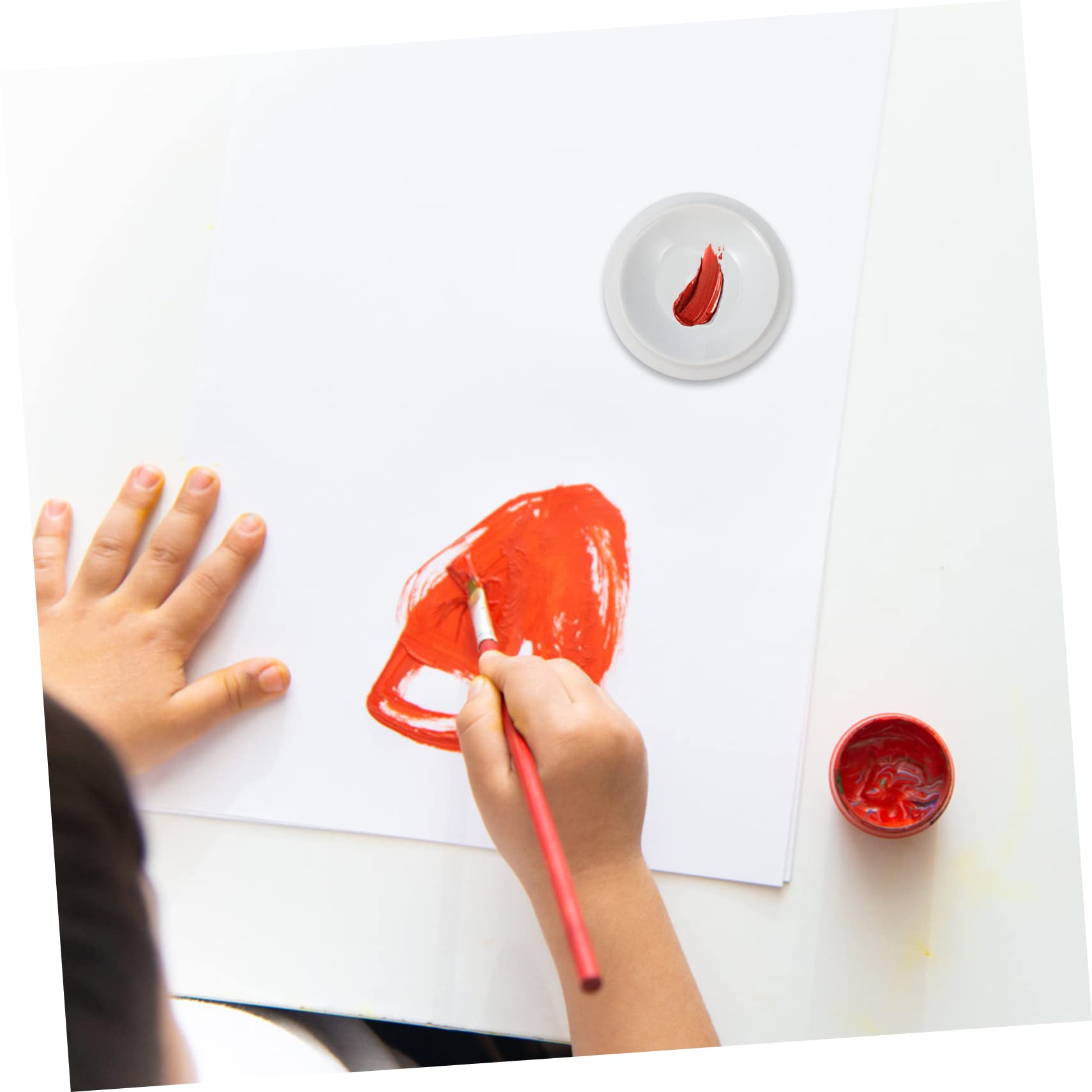 SHINEOFI Tavolozza in Ceramica Bianca a Strati con Coperchio, Superficie Liscia per Mescolare Colori, Facile da Pulire per Pittura e Calligrafia