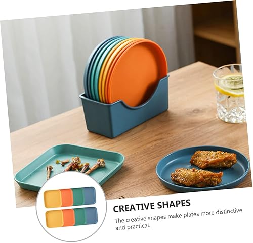 Miniatura 8 de HOMSFOU 16 piezas de discos de hueso de escupida platos de aperitivos plato de cena de plástico bandeja de aperitivos platos transparentes bandeja