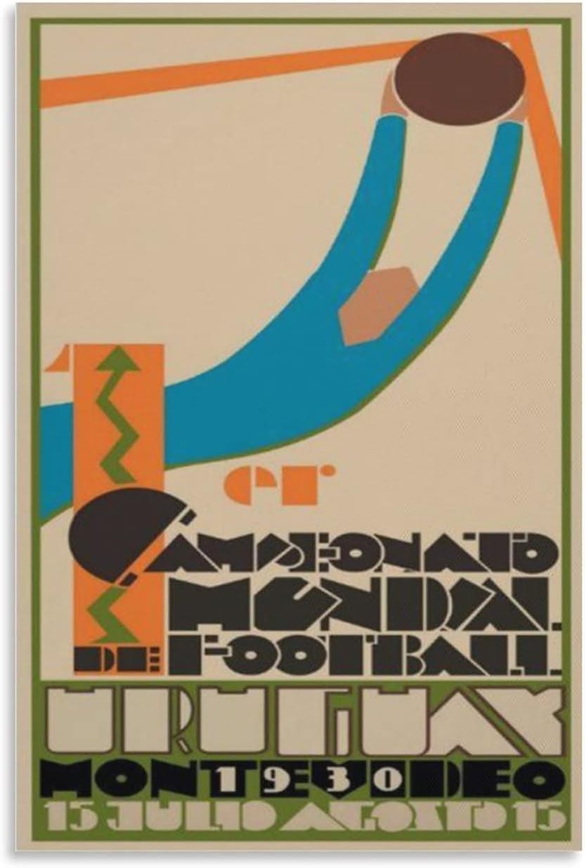 ZZYGGN GMGSW Calcio Uruguay Mondiale 1930 Poster e stampe Calcio Uruguay Coppa del Mondo 1930 Tela Arte murale Pittura estetica per l'arredamento 40x50cm Senza cornice