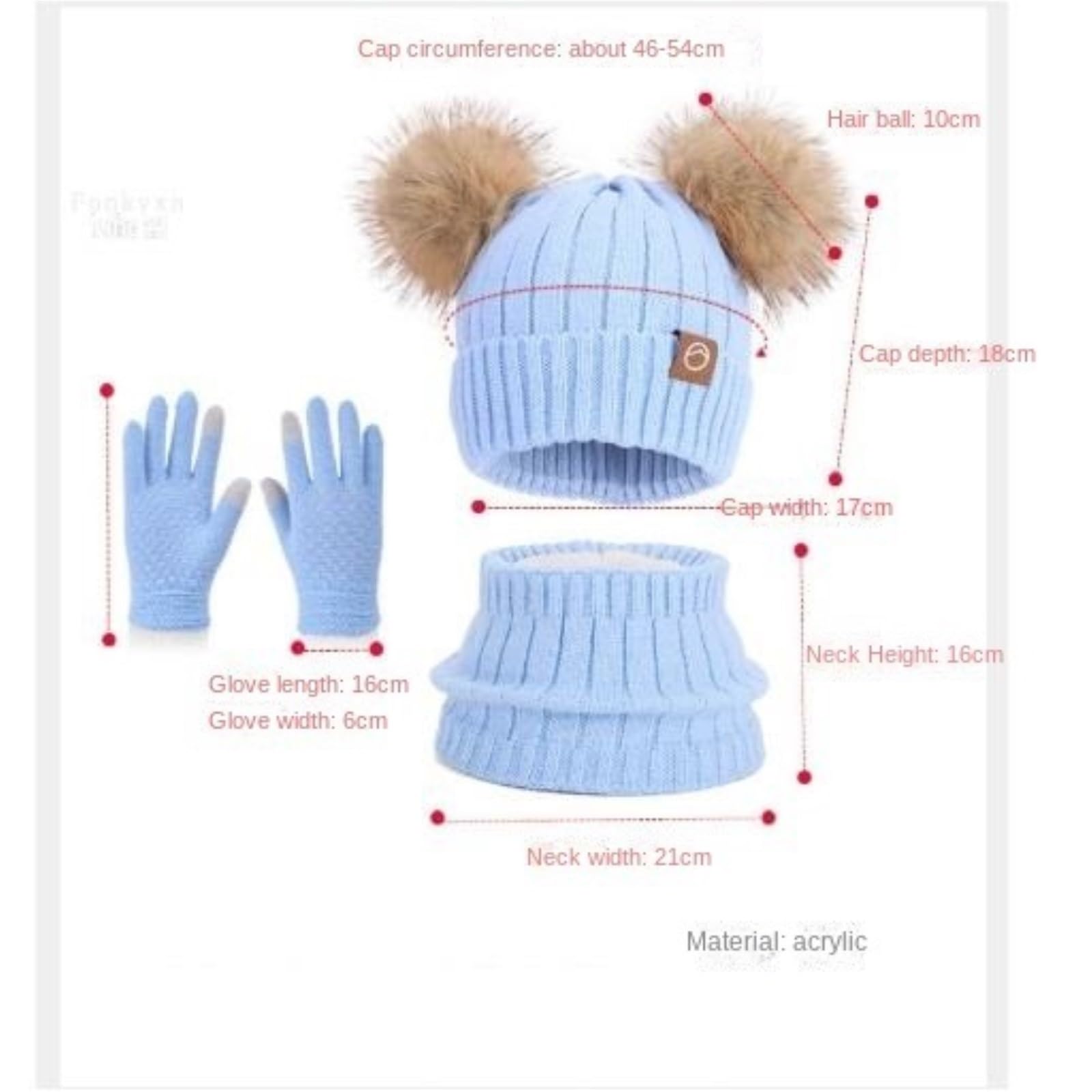 Set Cappello Sciarpa Guanti Set Invernale Caldo da 3 Pezzi con Cappello, Sciarpa E Guanti Pompon Inverno(Purple)