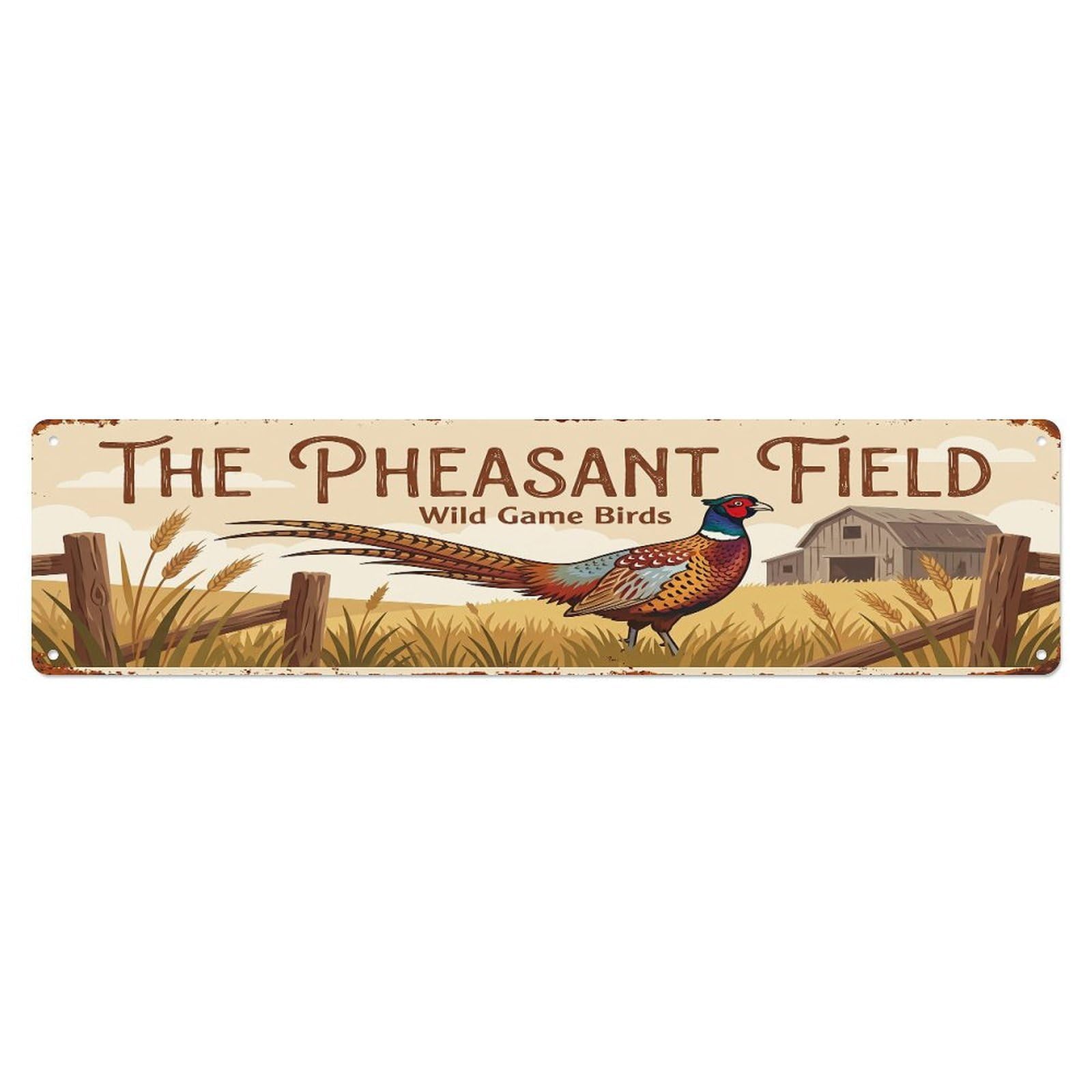 Vintage Pheasant Farm Scene Wild Game Birds Metal Tin Sign