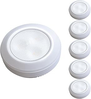 HONWELL Tap Light, Wireless LED Puck Light, Battery Operated Push Lights, Portable Touch Light, Under Cabinet Lighting, Shelf Light, Warm White Night Light, Stick on Lights for Kitchen, Closet(6Pack)
