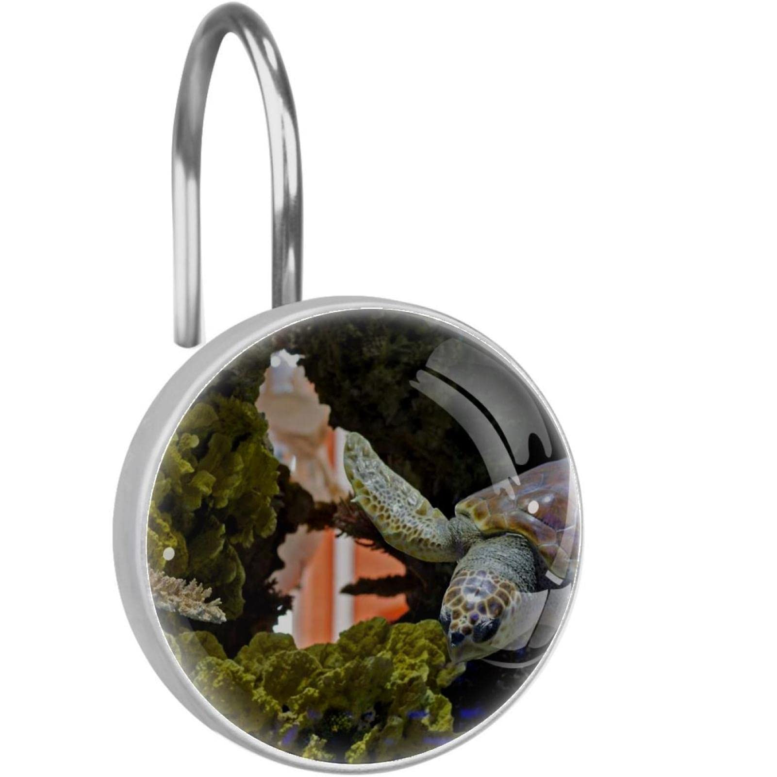 Crochets rideau de douche acier inoxydable anneaux salle de bain tortue