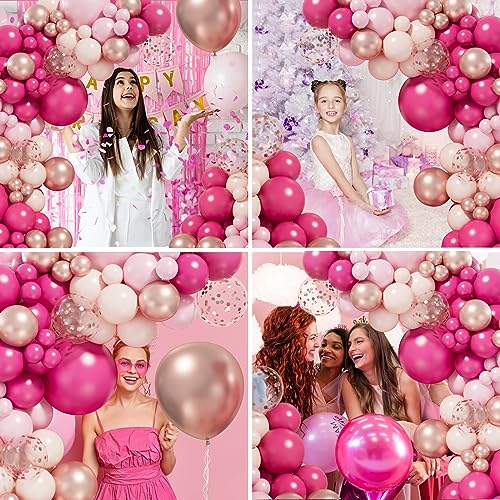 image for Bonropin 152pcs Pink Balloon Arch Garland Kit with Pastel Pink Hot Pin