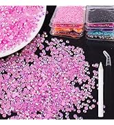YAEISM 4000PCS Flatback Rhinestones 3mm AB Resin Flat Back Rhinestone Purple Rose Nail Rhinestone...