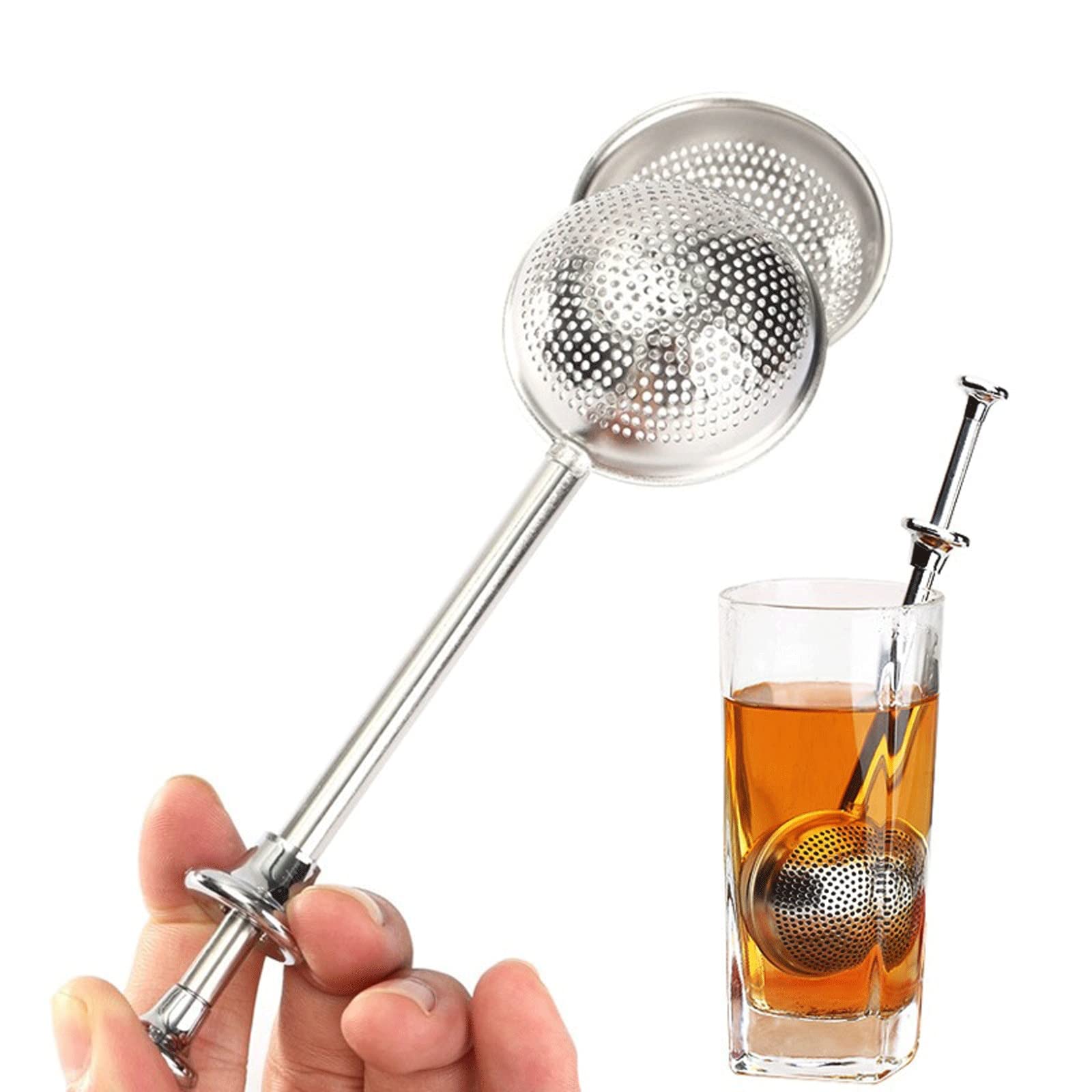 Colino da tè in acciaio inox, 1 pezzo, infusore per tè sfuso, con blocco cucchiaino, infusore a sfera, set da tè
