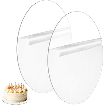 Pack of 2 Ganaching Board Acrylic Cake Board Transparent Cake Mat for Decorating Cakes Professional Round Cake Plate for Transport Cakes and Cakes 20 cm / 8 Inches