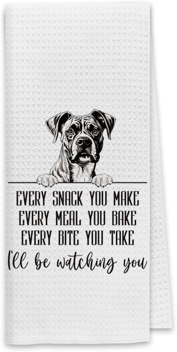 Dibor Boxer Dog Kitchen Towels - Funny Dog Every Meal Hand Towels & Tea Towels, 16x24 Inches