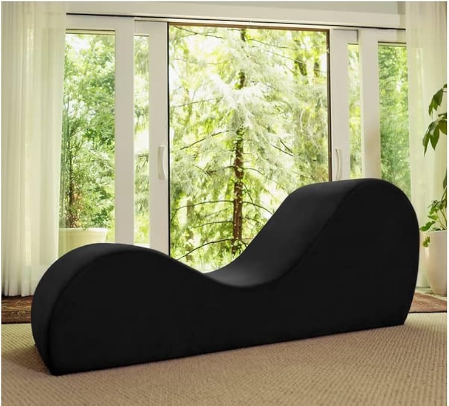 Image of SOUL CRAFT Sheesham Wood Leatherate Tantric Chaise Loung Chair, Yoga Chaise Lounge,Chaise Sofa Modern Lounge,Relaxing Chaise Lounge Chair, loveseats and chaises with Cushion (Black)