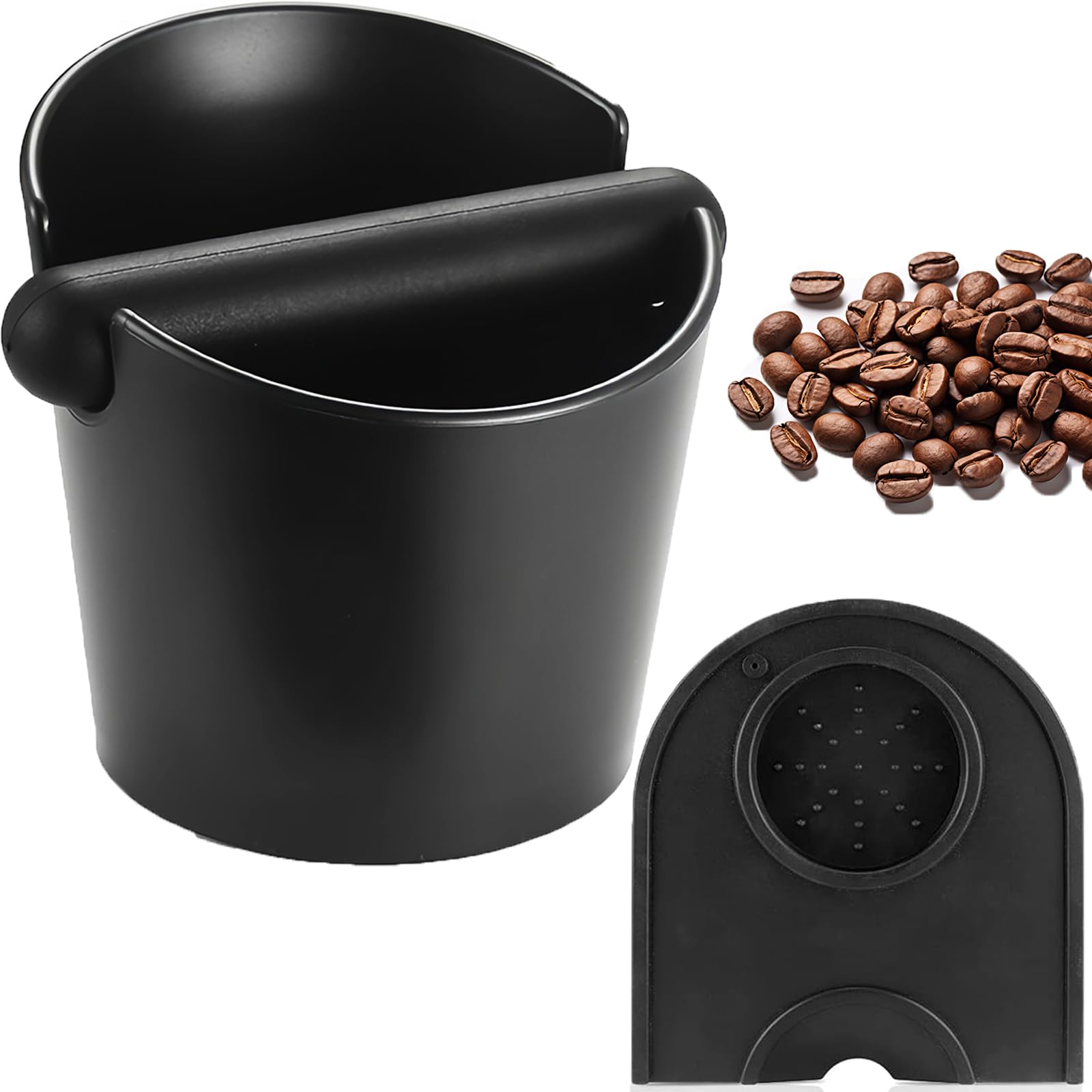 Coffee Knock Box, Espresso Knock Box Coffee Bin, Coffee Machine Accessories, Barista Knock Box for Coffee Ground, with Espresso Tamping Mat
