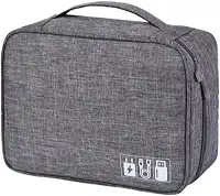 Bolsa Organizador de Cabos e Fios Acessórios Eletrónicos para Viagem a Prova de Água Estojo Necessaire Organizadora com Divisórias Multifuncional Carregadores Video Game Câmeras (Cinza)