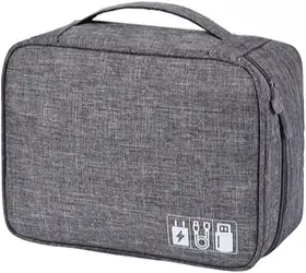 Bolsa Organizador de Cabos e Fios Acessórios Eletrónicos para Viagem a Prova de Água Estojo Necessaire Organizadora com Divisórias Multifuncional Carregadores Video Game Câmeras (Cinza)