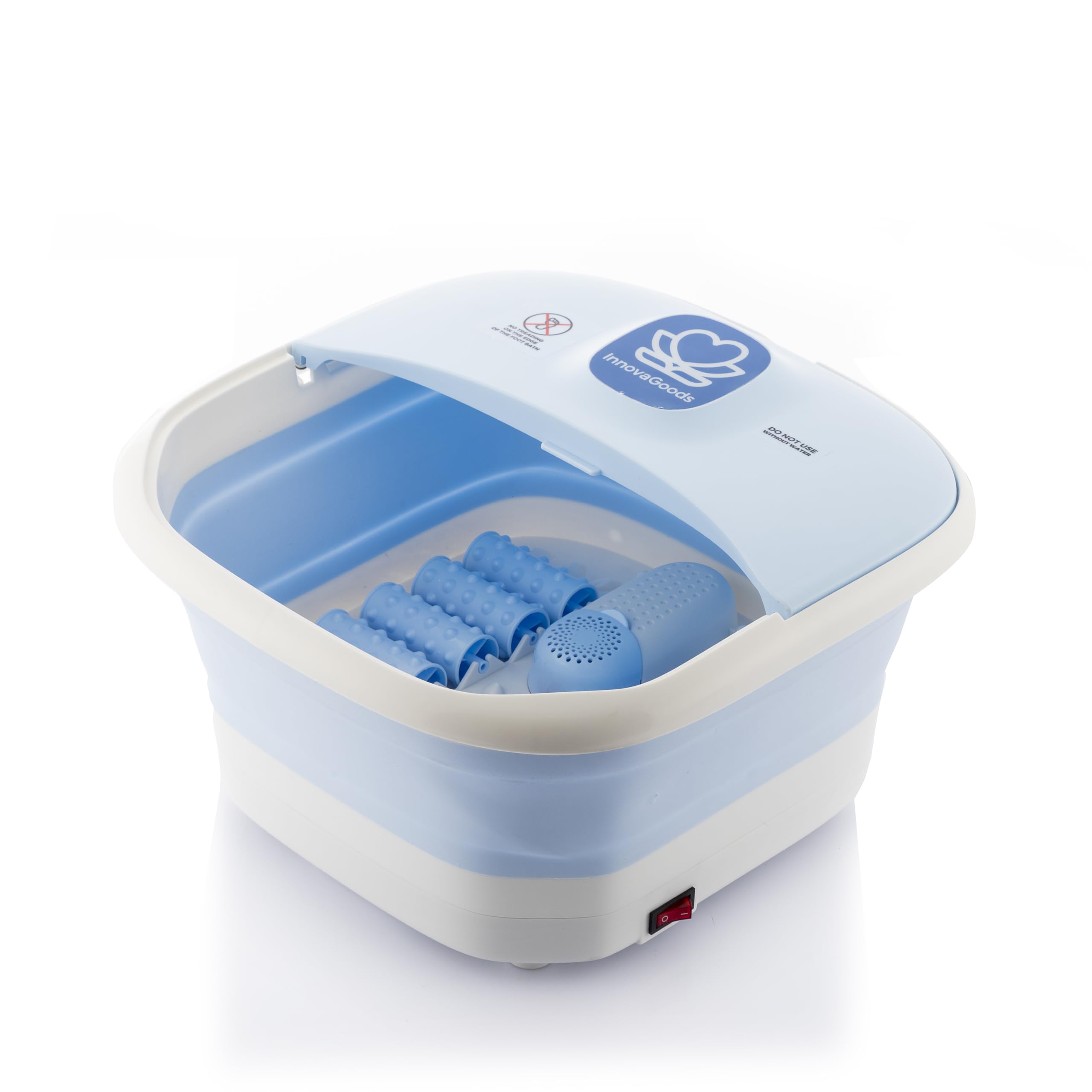 InnovaGoods® Spa para Pies Plegable 10 Litros, masajeador de pies burbujas con vibración y calentador agua por infrarrojos, 10 rodillos, puntos de presión sensación de alivio, descanso, relajación.