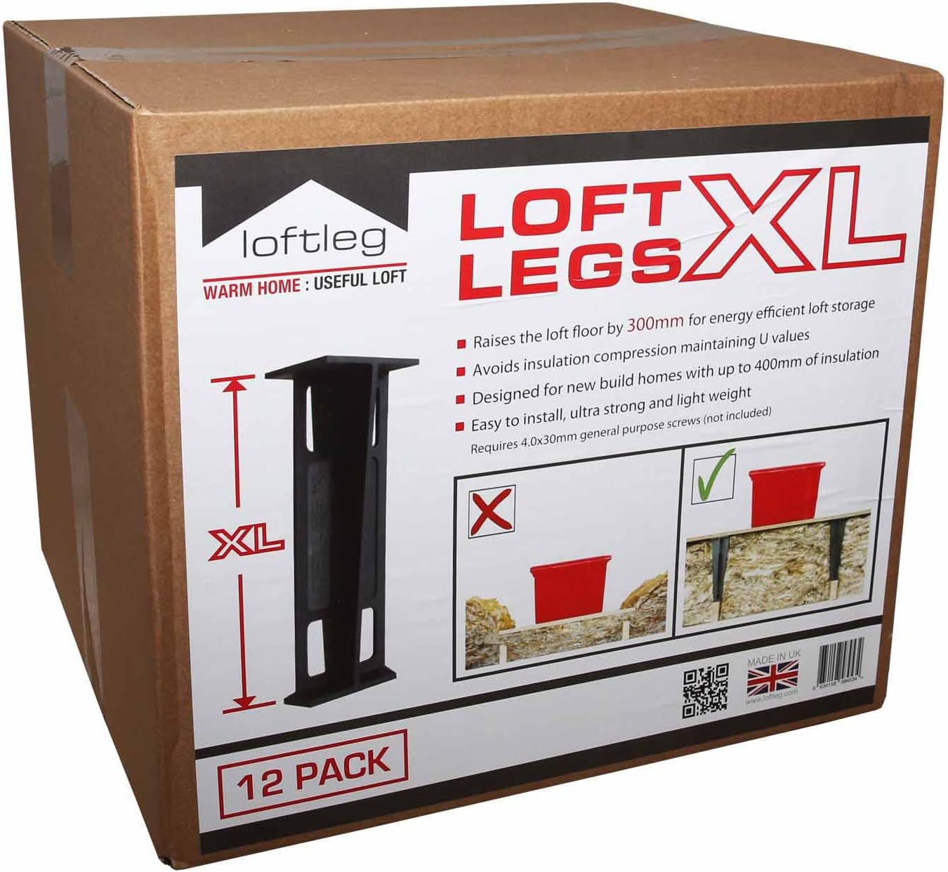 Loft Legs Insulation Spacer, Raised Storage Boarding, loftlegs, Stilts, legs… (XL x 120)