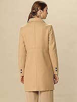 Vista 4 de Allegra K Abrigo de invierno para mujer 2025, abrigo de guisante de doble botonadura media larga