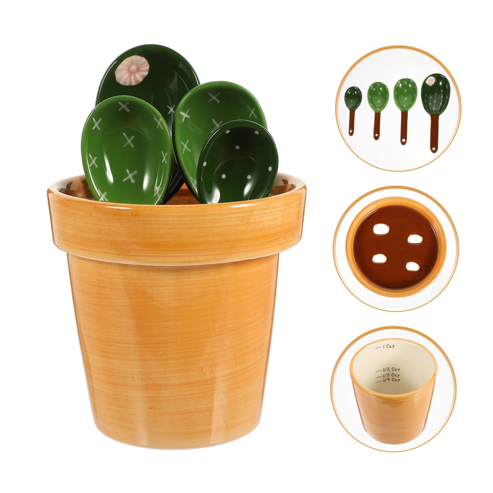 Garneck Cucharas Medidoras de con Base Graduada Forma de Cactus para Ingredientes Secos y Líquidos para Repostería y Café Diseño Ergonómico Fácil de Limpiar