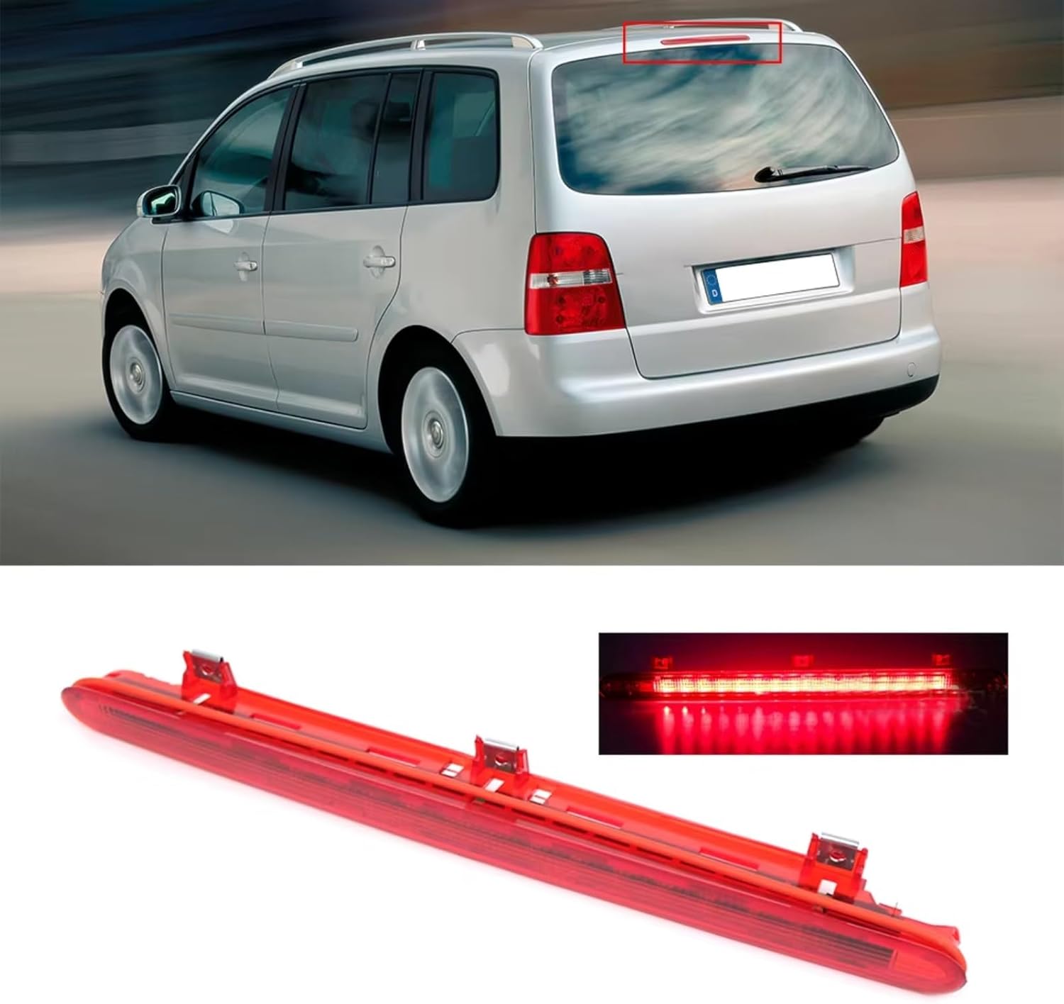 Rear Brake Lights For VW For Touran Bj 2003 2004 2005 2006 2007 2008 2009 2010 OEM 1T0945097A ABS Red Black Third Brake Light
