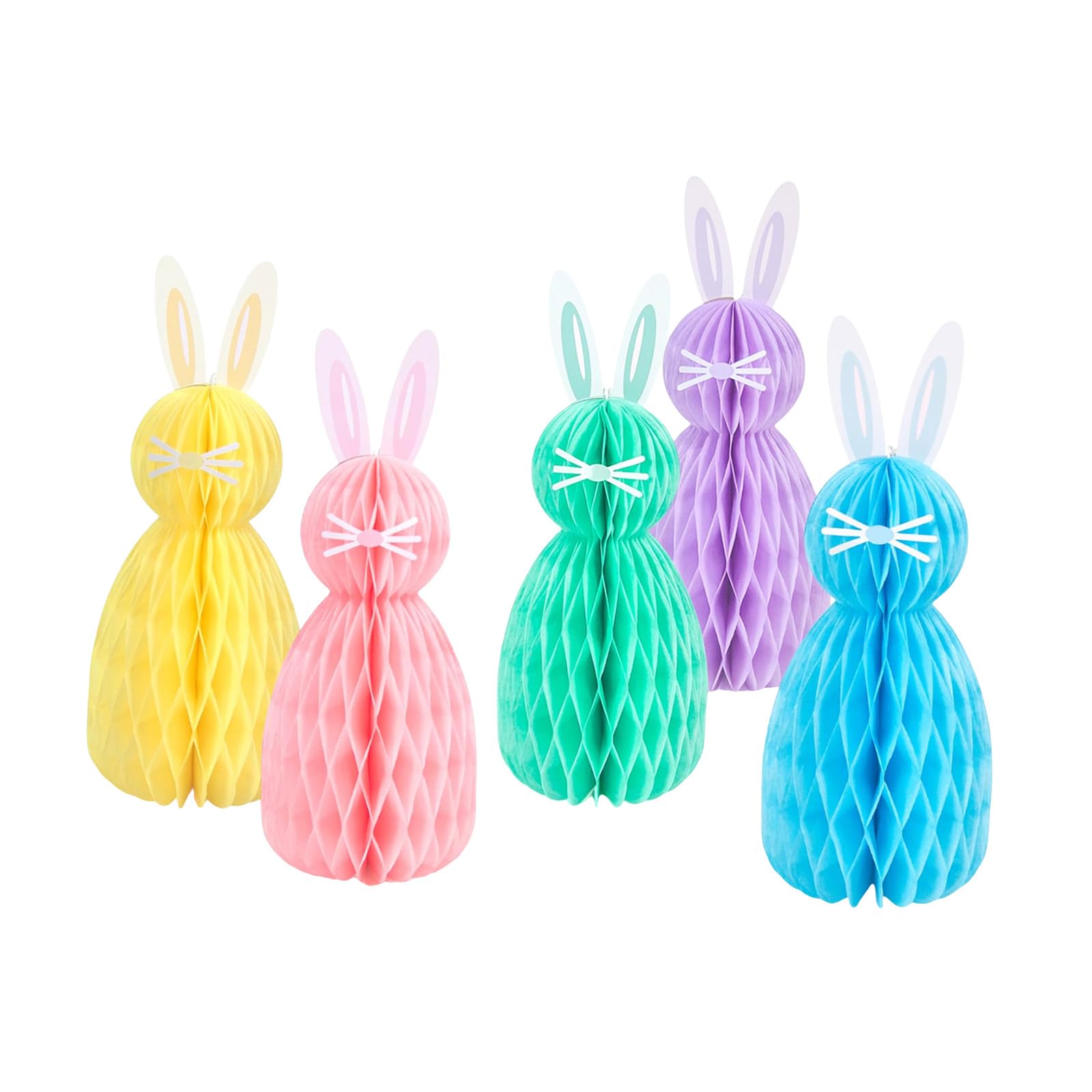 Carotoe Multicolor 5Pcs Easters Rabbits Paper Hanging Decorations Easters Rabbits Paper Decorations For Festival Table Room Decors Party Supplies