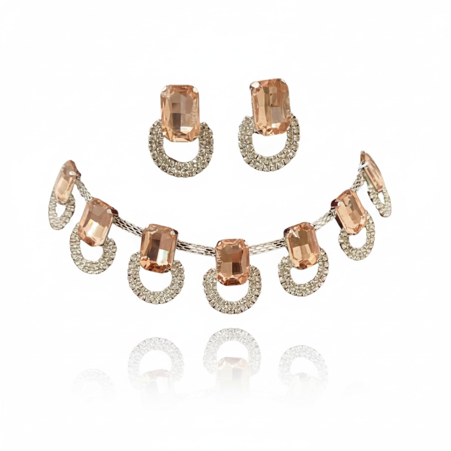 Crystal Stone Studded Necklace Set for Women & Girls | Premium Bridal Wedding Jewelry Set with Matching Earrings | Designer Party Fashion Jewellery for Engagement, Festive & Special Occasions-picture-34