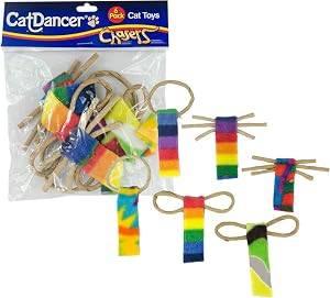 CAT Dancer Products Cat Chaser with Colorful Fleece Interective Toy for Exercise Pack of 6 4 x 1