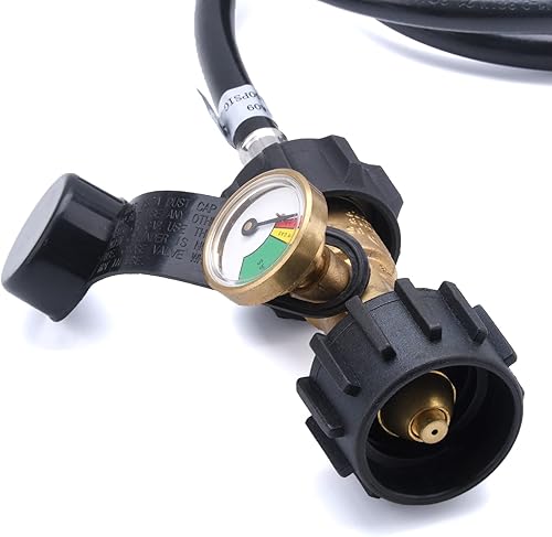 Miniatura 5 de GasSaf Calibre de tanque de propano y manguera adaptadora de propano de 5 pies, conecta tanque de propano de 1 libra a 20 libras, adecuado para