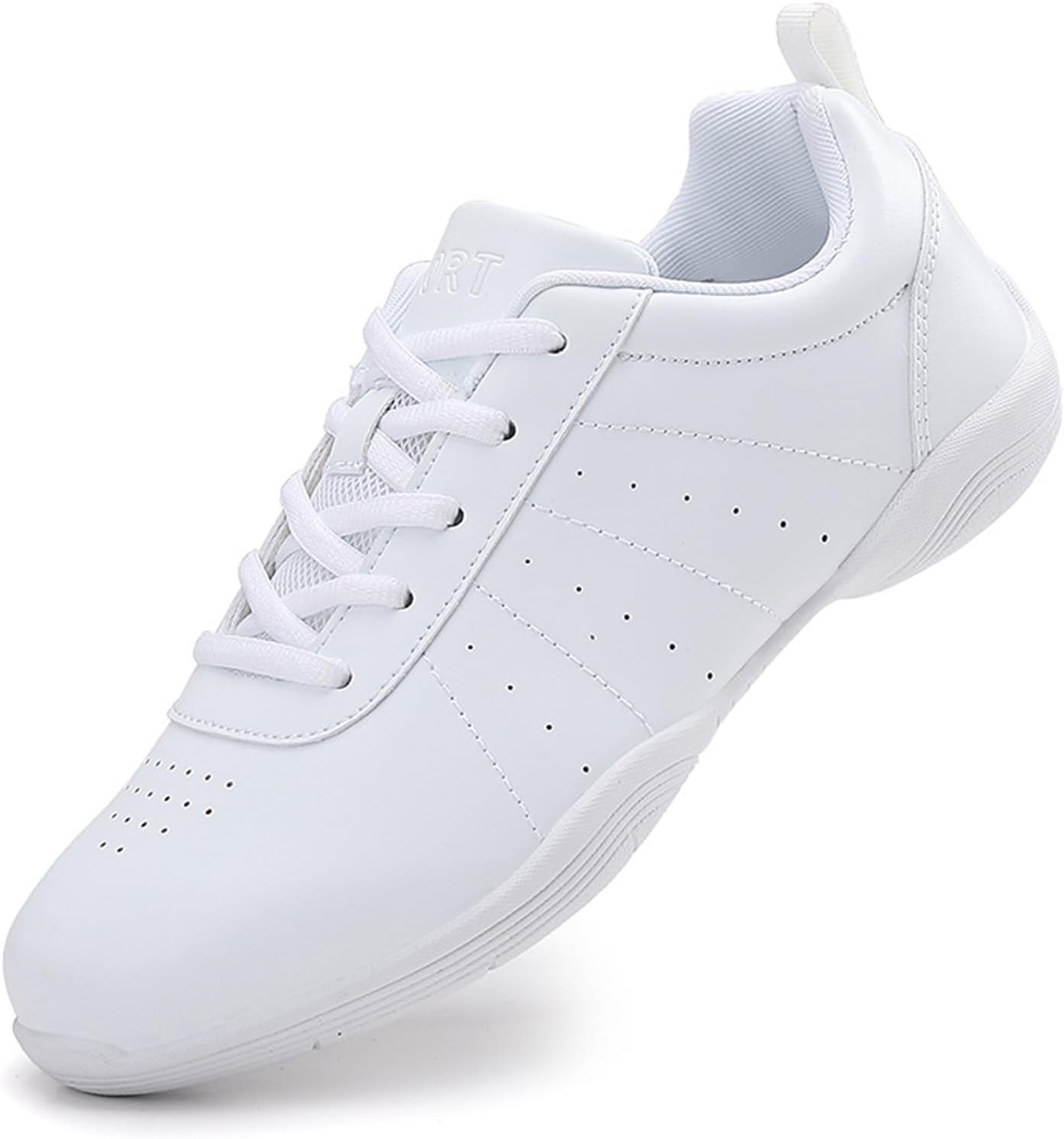 ihinzry Girls' Cheerleading Shoes Cheer Sneakers Tennis Dance Shoes Breathable Super Light White Cheer Shoes for Women Athletic Training Tennis Walking Sneakers