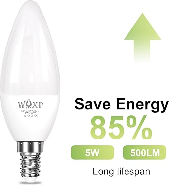 E14 Led Light Bulb Warm White (40W Equivalent), 500 Lumen 5W Small Screw Light Bulbs for Lamps, 3000K SES LED Candle Lightbulbs, Non-dimmable, Pack of 6 [Energy Class F]
