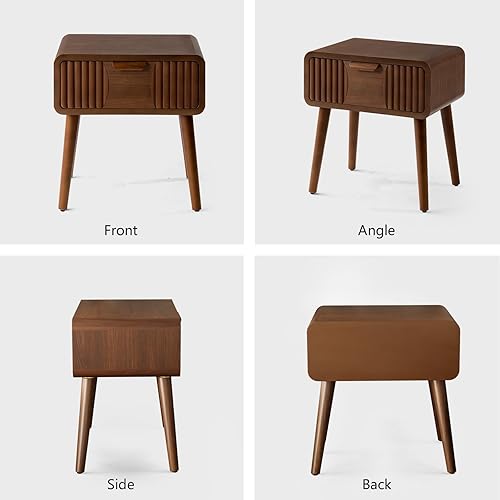 Miniatura 123 de COSIEST Mesita de noche, mesa auxiliar rústica con 3 cajones, mesita de noche de madera vintage con patas sólidas, mesa auxiliar moderna para Patrón