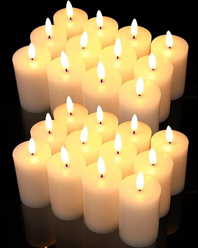 32 velas votivas parpadeantes sin llama a granel, velas LED realistas que funcionan con pilas, velas de té iluminadas para el día de San Valentín,