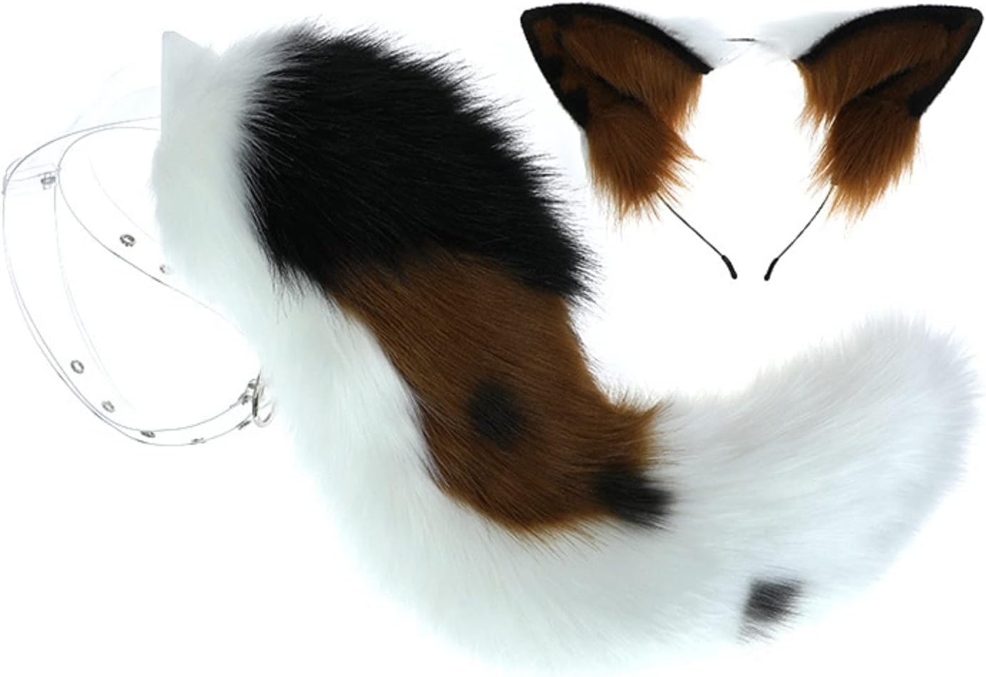 Fxaelian Cosplay Animal Tail Fox Squirrel Cat Dog Wolf Tail and Ears Headband Costume Accessory