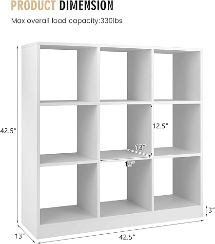 Miniatura 2 de Giantex Estantería de 9 cubos color blanco  Estantería abierta independiente de 4 niveles con kit antivuelco, estantería moderna de exhibición de