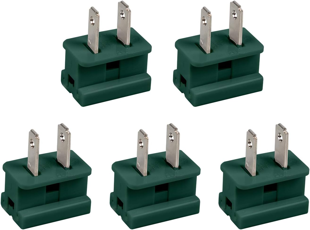 Holiday Christmas Lighting Outlet Male Green Slip Plug, Vampire Plug, Gilbert Plug, Zip Plug, 25 Packs (SPT-1)