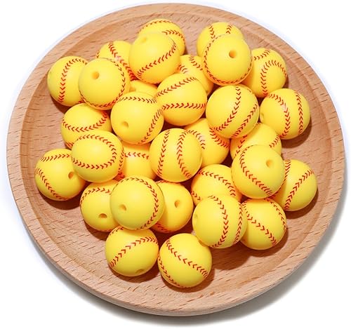Miniatura 10 de 36 cuentas de silicona para bolígrafos, fabricación de llaveros de 0.47 pulgadas y 0.59 pulgadas a granel de béisbol, baloncesto, fútbol, deporte,