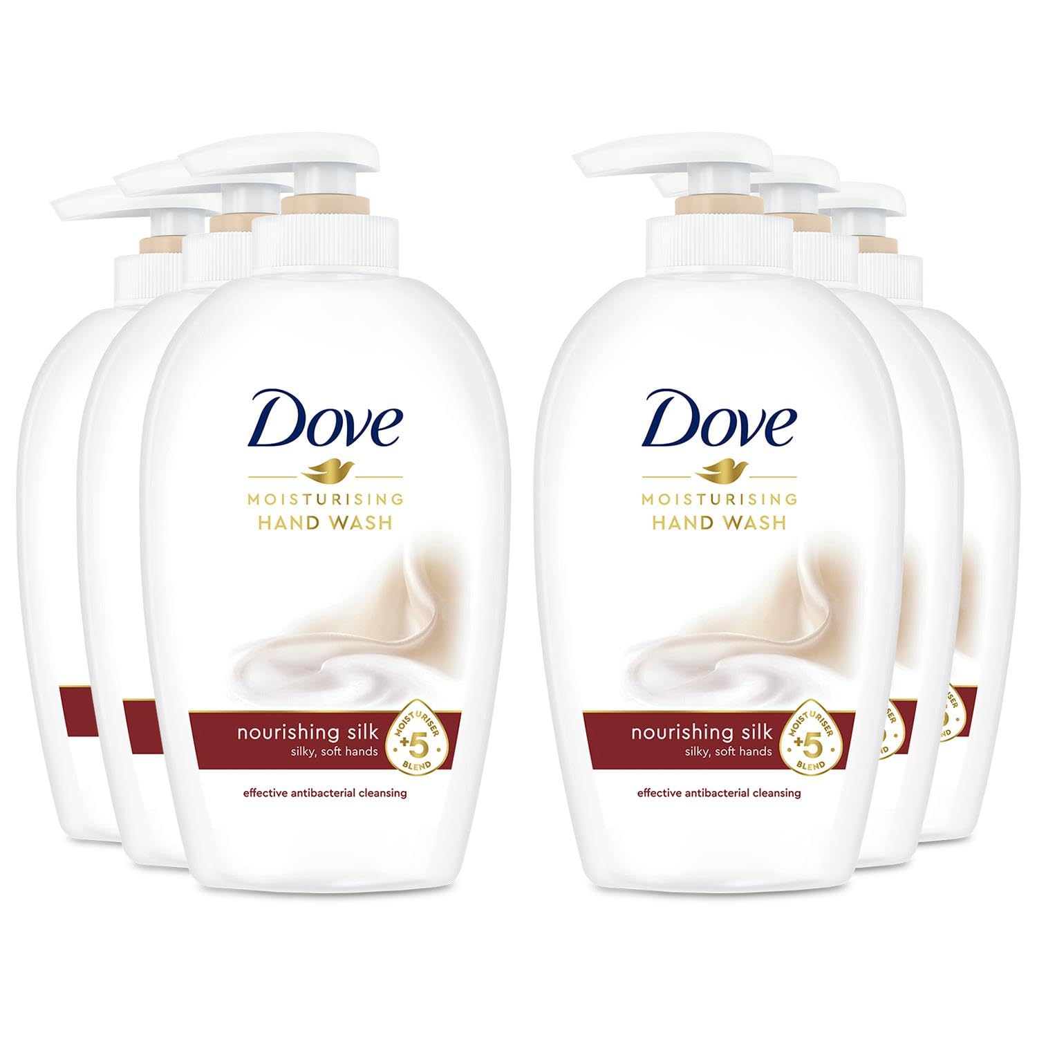 Dove Nourishing Hand Wash Liquid Soap Lotion Fine Silk Soap Dispenser, 6-Pack (6 x 250 ml)