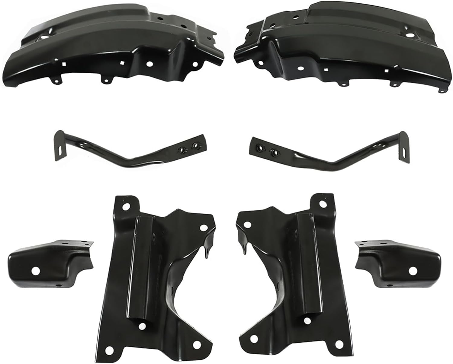 Front Bumper Brace Bracket Black 8PCS Replacement for 2007-2013 Chevy Silverado 1500 GM1066180 GM1067180 GM1066179 GM1067179 GM1042107 GM1043107 GM1004148 GM1005148