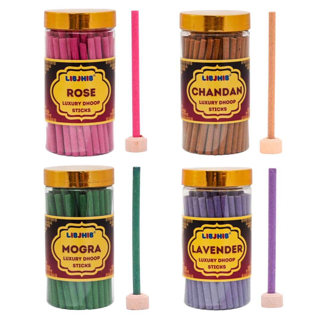 LIBJHIB® Rose, Chandan, Mogra & Lavender Luxury Dhoop Sticks Combo Pack of 4 (120 Grams Each) - Luxury Scented Dhoop Sticks for Religious Use, Meditation and Relaxation - Calming Fragrance.-image-13