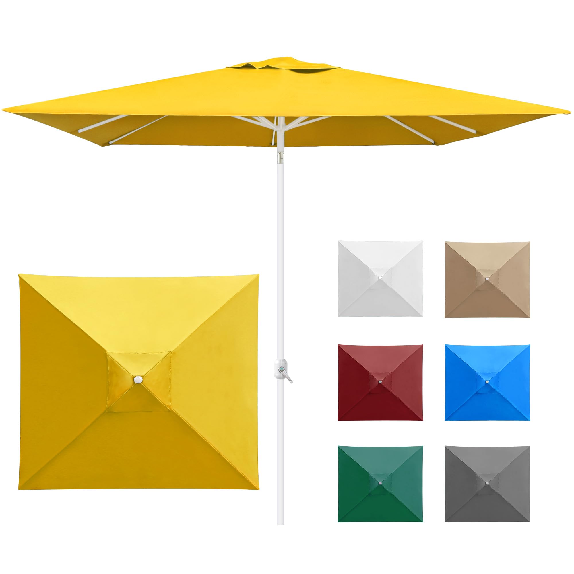paramondo interpara Ombrellone da Giardino Inclinabile con Manovella, 3 x 3 m Quadrato Giallo, Telaio Bianco