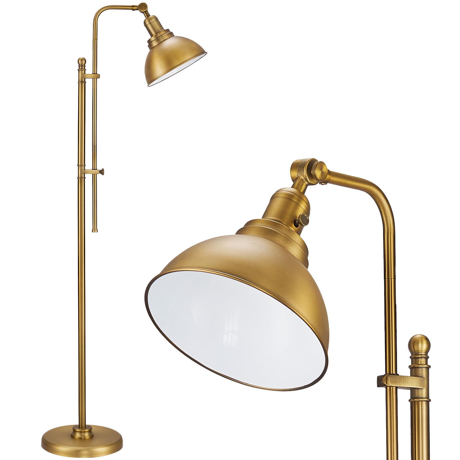 Photo 1 of VONLUCE Floor Lamp for Living Room, 65" Industrial Brass Floor Lamp Adjustable Height & Head Vintage Metal Standing Reading Pole Lamp for Bedroom, Office, Farmhouse
