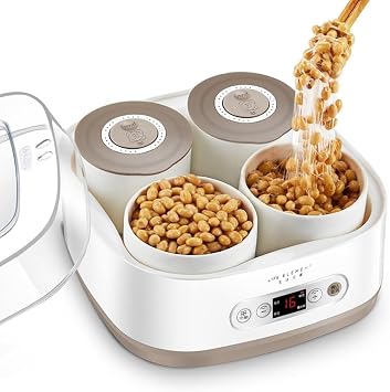Automatic Electric Natto Fermenter, 1.5L Adjustable Temperature Yogurt Machine with Smart Panel Control, 4 Modes, Power-Off Memory Function, 4 High Temperature Resistant Container