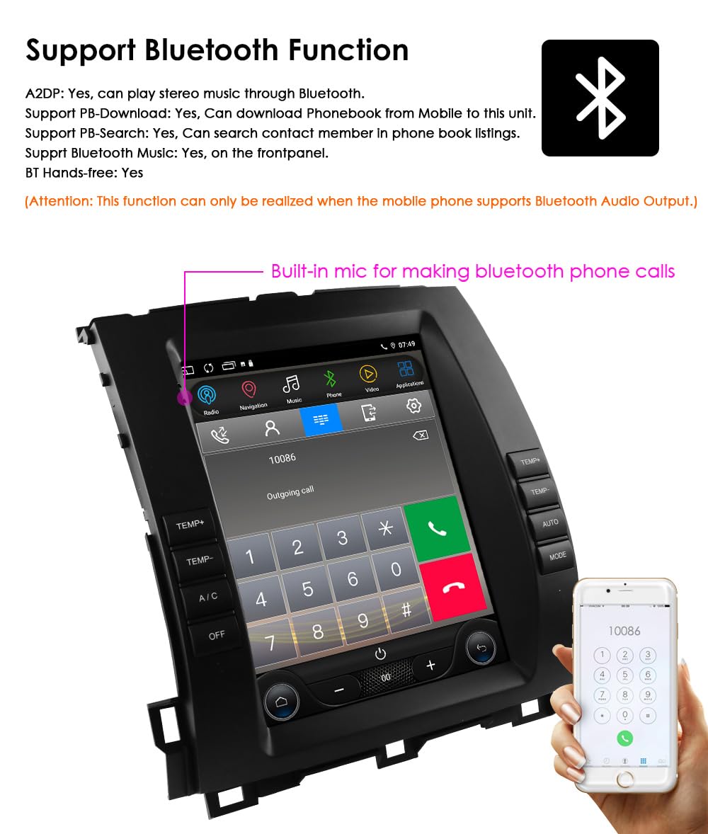 Ossuret Autoradio pour (2002-2009) Toyota Land Cruiser Prado 120/ Lexus GX470, 9.7 Pouces Android 13 écran Tactile 2+64 Go Navigation GPS avec Carplay Android Auto WiFi Bluetooth USB