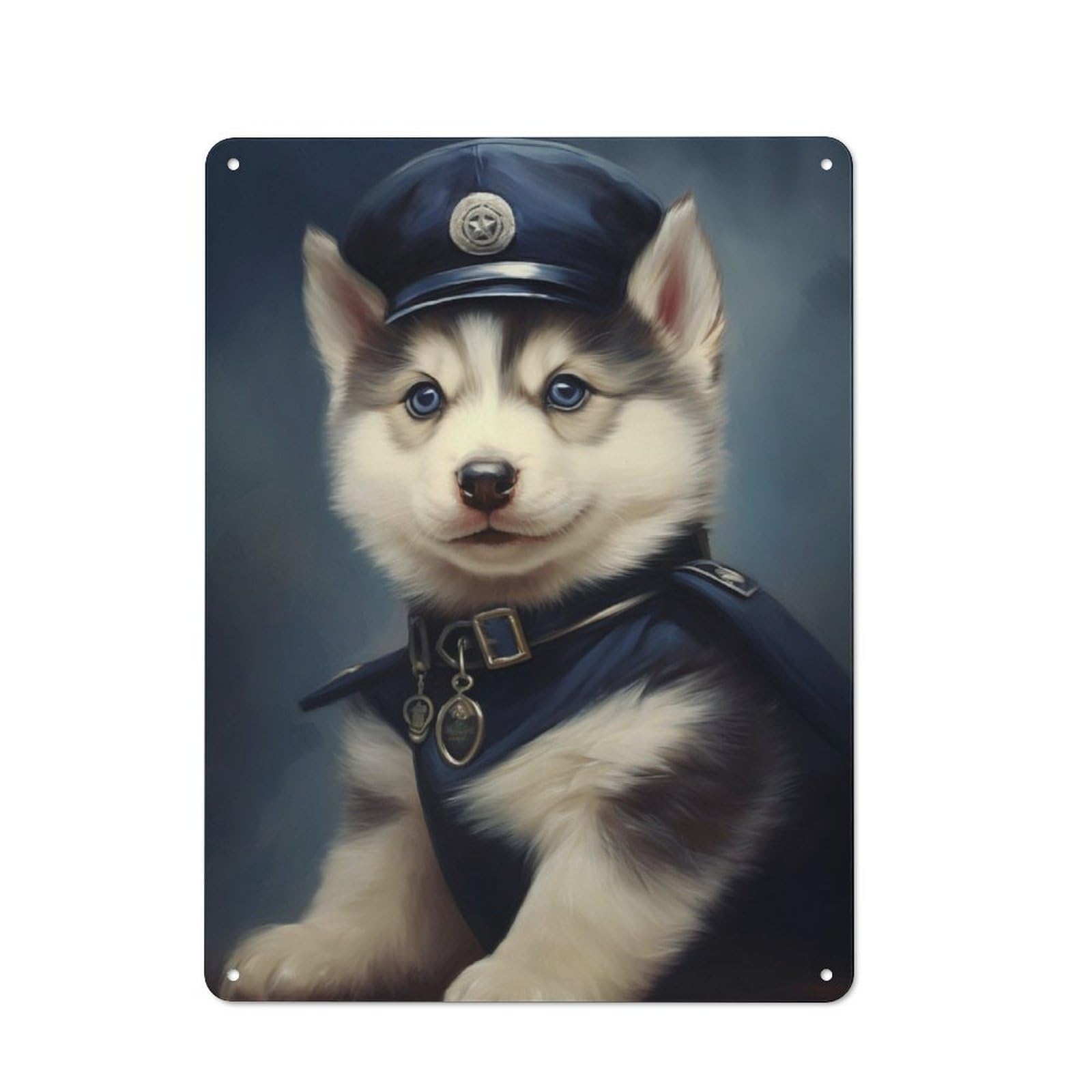 Junmoney Puppy Police Metal Sign 40X30cm With For Pub Or Café, Retro Decor, For Cooler-Month Interiors With Retro Character