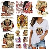 12 Sheets Black Woman Iron On Transfer Vinyl Sticker Heat Press Decals for T Shirt Design Washable Heat Transfers Patches for Clothing DIY Decoration Applique