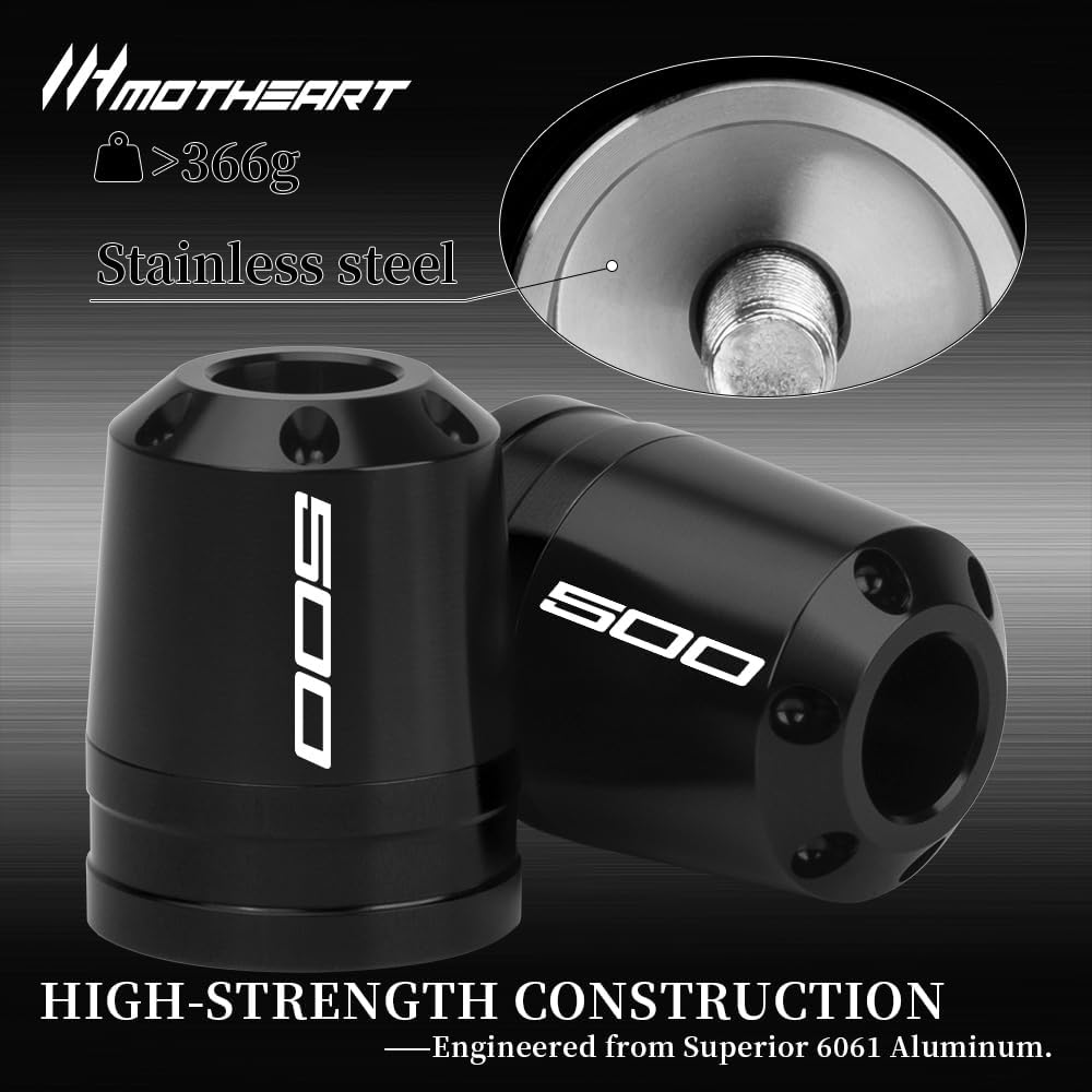 Motorcycle Handlebar End Weights For Ninja 500 2024-2025 Heavy Duty Stainless Steel & Aluminum Bar Ends with Vibration Dampers Universal 8mm Fit Accessories (Black)