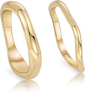 Rings for Women,Dainty Ring Set 14K Gold Plated Thumb Rings Non Tarnish Chunky Size 6-10 Gold Jewelry Gifts for Women