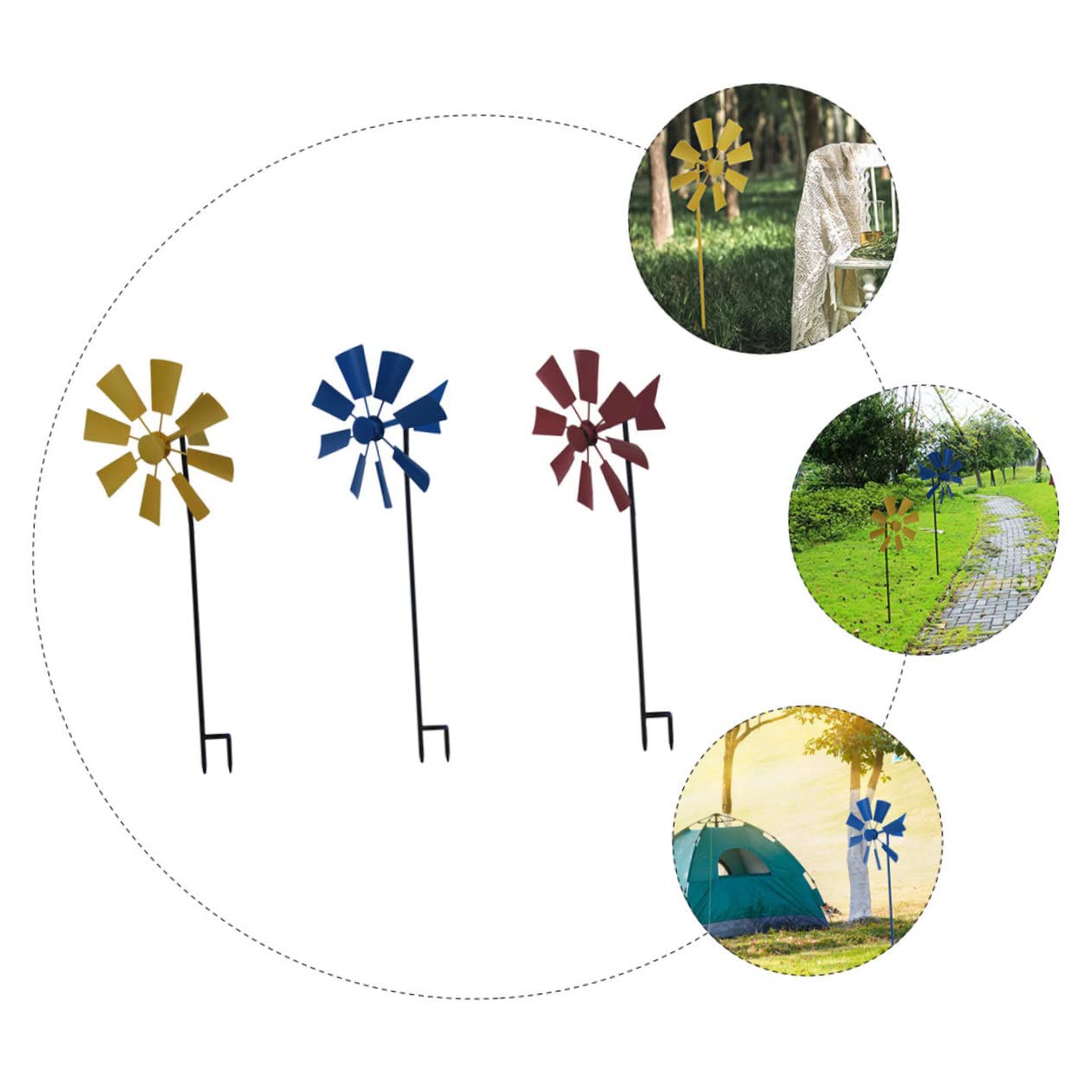 Toddmomy Dekorative Gartenwindmühle 3 Stück aus Eisen für Haus und Park | Windmühlen Dekoration mit Feinem Design, Einzigartige Form, Leicht zu Verwenden und Sicher