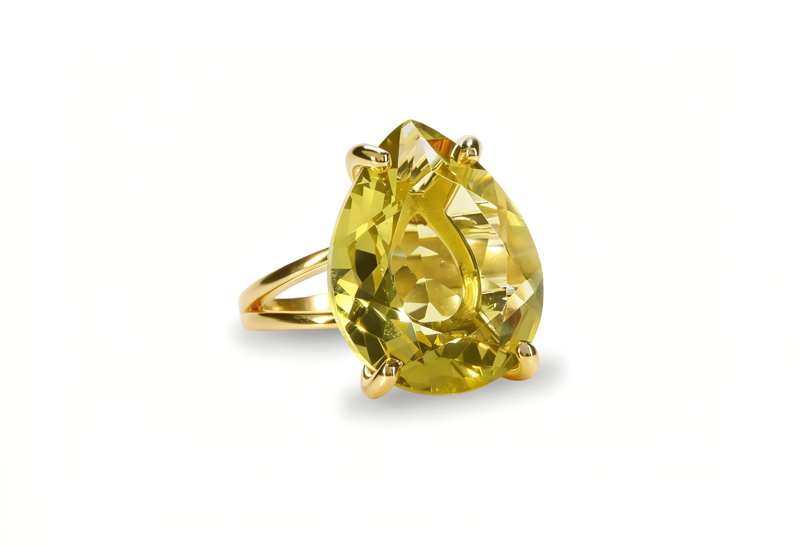 Bague En Quartz Jaune Dans Un Sertissage Rempli D'or 14k - Anniversaire, Formel, Décontracté, Bijoux De Mariée - Bijoux Artisanaux En Quartz Pour Femme - Boîte Fantaisie Gratuite - Gravure Disponible
